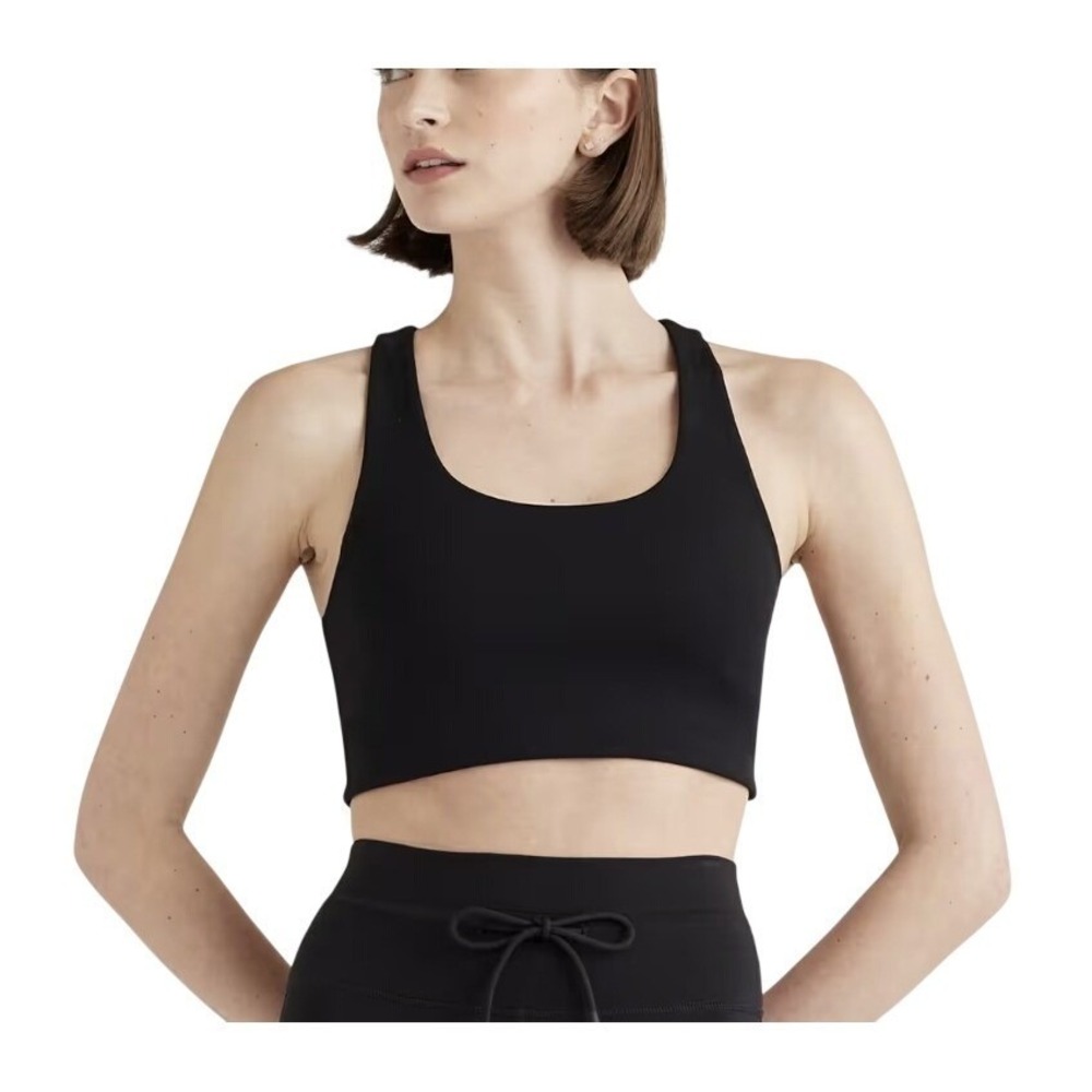 Quince Black Sports‎ Bra Razorback NWT Ultra Form Scoop Neck Medium